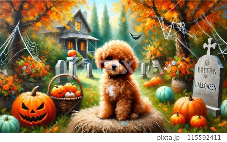 ハロウィン　おすましするトイプードル 115592411