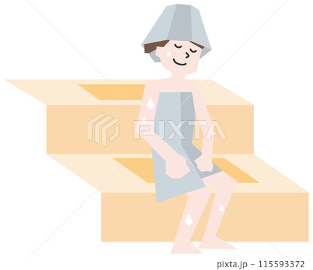 サウナで汗をかく女性 サウナで汗をかく女性 115593372
