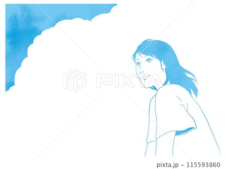 青空と白い雲と女性 青空と白い雲と女性 115593860