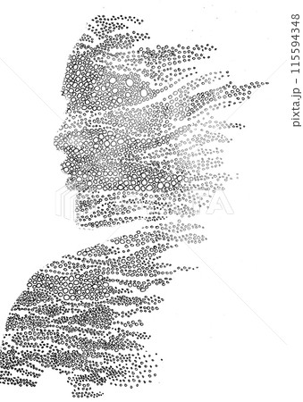 A graphical paintography profile portrait silhouette 115594348