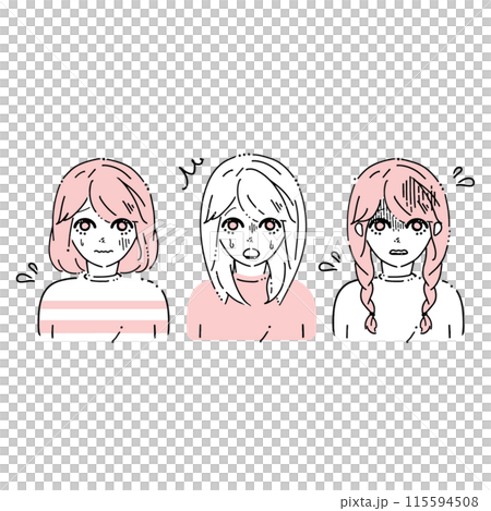 Illustration set of a frustrated woman 115594508
