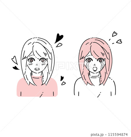 うれし涙を流す女性のイラストセット 115594874