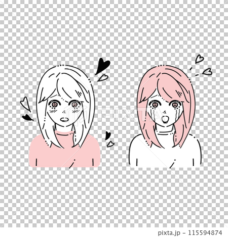 うれし涙を流す女性のイラストセット 115594874