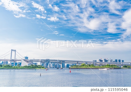 （東京都）お台場海浜公園から眺めるレインボーブリッジ 115595046