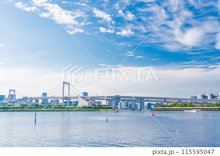 （東京都）お台場海浜公園から眺めるレインボーブリッジ 115595047