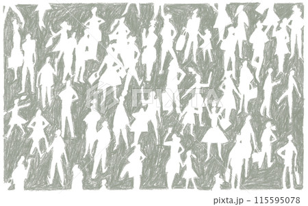 都会の人々のシルエット 手描きのイラスト 都会の人々のシルエット 手描きのイラスト 115595078