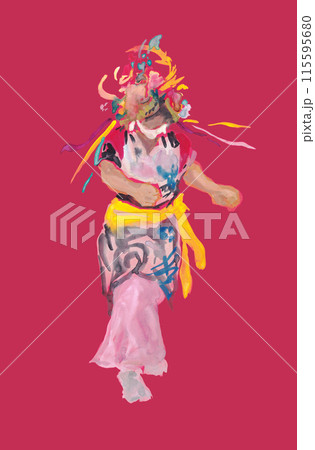 青森ねぶたはねと【赤背景】 115595680