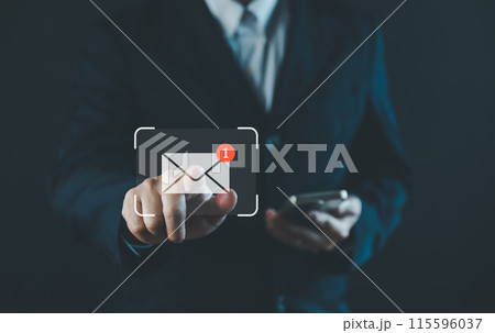 New email notification concept for business communication and digital marketing New email notification concept for business communication and digital marketing 115596037