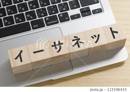 イーサネットと書かれた積み木のブロック 115596435