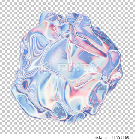 3D transparent crystal wave sphere, futuristic transparent holographic glossy biologic object.  115596696
