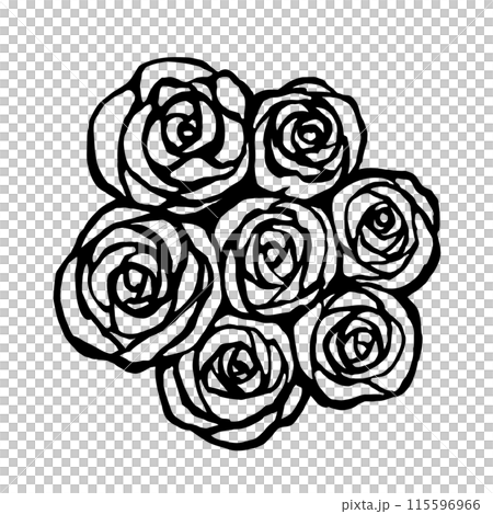 切り絵風のバラの手描きイラストのイラスト素材 [115596966] - PIXTA