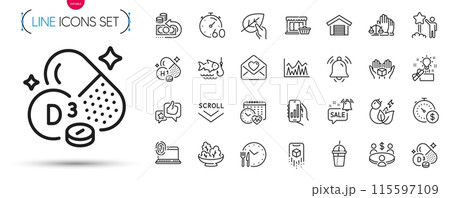 Pack of Creative idea, Love letter and Meeting line icons. Include Promotion bell, Parking garage, Notification bell pictogram icons. Analysis app, Scroll down, Green energy signs. Vector Pack of Creative idea, Love letter and Meeting line icons. Include Promotion bell, Parking garage, Notification bell pictogram icons. Analysis app, Scroll down, Green energy signs. Vector 115597109