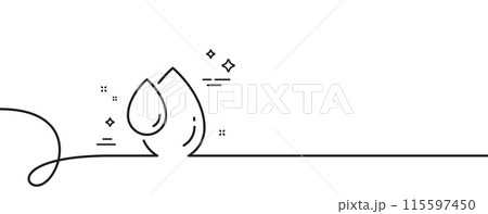 Oil drop line icon. Continuous one line with curl. Hair care serum sign. Oil drop single outline ribbon. Loop curve pattern. Vector 115597450