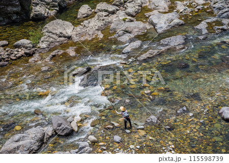 渓流での鮎釣り【岐阜県板取川】 115598739