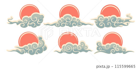 Traditional asian sun and clouds 115599665