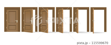 Oak door open and closed 115599670