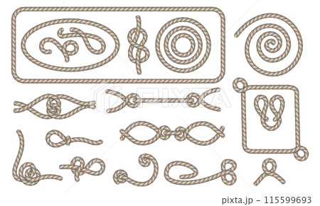 Hand drawn nautical ropes set 115599693