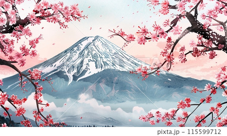 絵画 アート 富士山 桜 Amazon.co.jp: 花の絵 風景画 桜 富士山 アクリル画 原画 桜吹雪