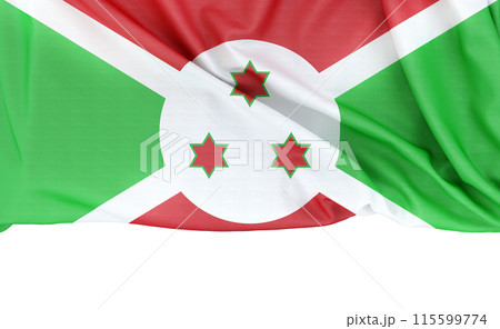 Flag of Burundi isolated on white background with copy space below. 3D rendering 115599774