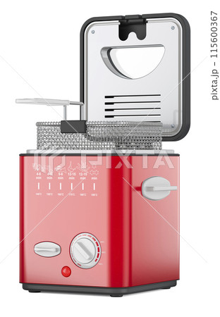 Deep Fat Fryer, red color. 3D rendering 115600367