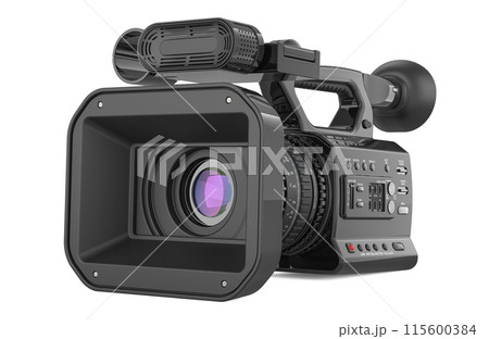 Professional video camera or television camera. 3D rendering 115600384