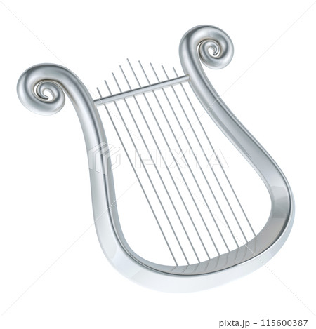 Silver lyre, 3D rendering 115600387