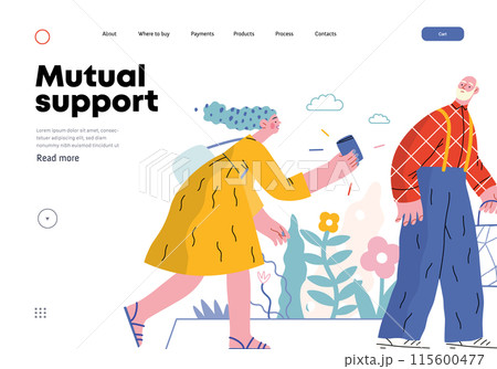 Mutual Support: Picking Up the Dropped Item -modern flat vector concept illustration of a woman who picked up a wallet lost by an elderly man Metaphor of voluntary, collaborative exchanges of services Mutual Support: Picking Up the Dropped Item -modern flat vector concept illustration of a woman who picked up a wallet lost by an elderly man Metaphor of voluntary, collaborative exchanges of services 115600477