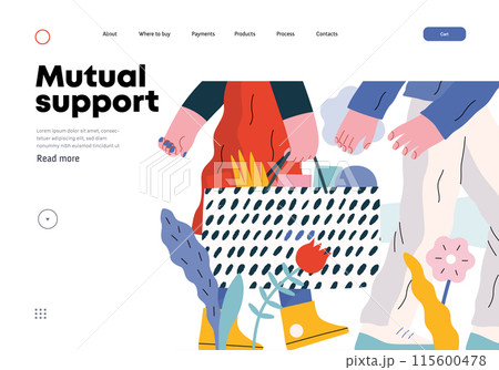 Mutual Support: Helping carry a heavy bag -modern flat vector concept illustration of a woman carrying shopping bag being assisted by man. Metaphor of voluntary, collaborative exchanges of services Mutual Support: Helping carry a heavy bag -modern flat vector concept illustration of a woman carrying shopping bag being assisted by man. Metaphor of voluntary, collaborative exchanges of services 115600478