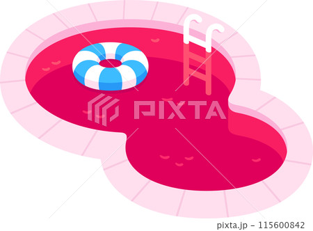 Red swimming pool cartoon illustration Red swimming pool cartoon illustration 115600842