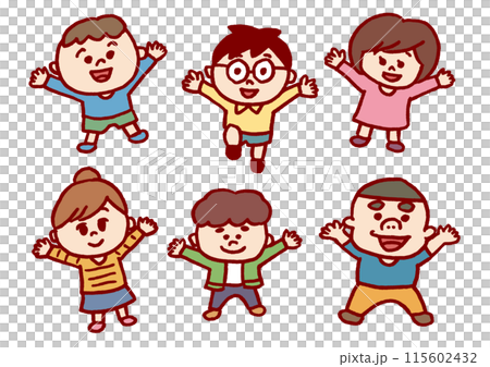 コミカルでかわいい仲良しの子どもたち 115602432