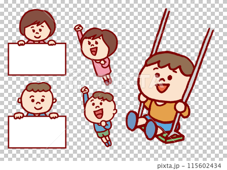 コミカルでかわいい仲良しの子どもたち 115602434