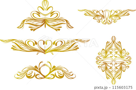 シンプルアンティークフレームに合う装飾デザインセット 115603175