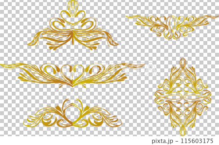 シンプルアンティークフレームに合う装飾デザインセット 115603175