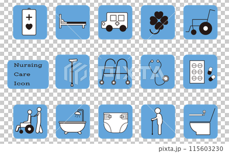護理和醫療簡單圖示設定老人高級 護理和醫療簡單圖示設定老人高級 115603230