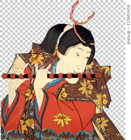 Ushiwakamaru playing the flute 115603416