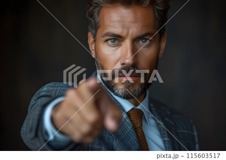 指をさすビジネスマン1	AI生成画像 115603517