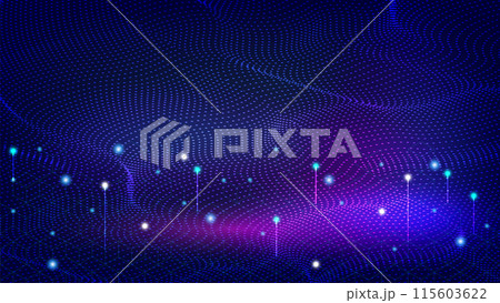 Abstract Quantum computer technologies background concept with Futuristic blue circuit and Waves flow. Vector Illustration eps10 115603622