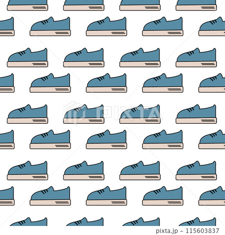Stylized lace up shoes Seamless pattern in trendy soft shades in minimalist cartoon style. Backdrop 115603837