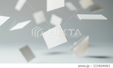 A series of white cards are flying through the air A series of white cards are flying through the air 115604061
