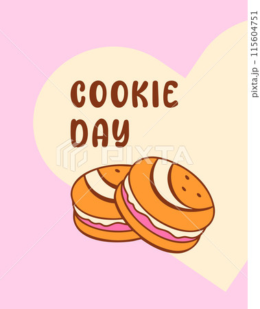 Cookie Day poster, pink and beige colors. 115604751