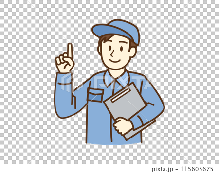 A man in work clothes (pointing up) 115605675