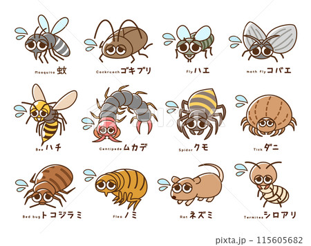 害虫駆除のイラストセット(汗) 115605682