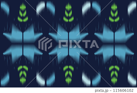 Geometric ikat pattern seamless fabric blue tone. traditional ethnic vector ikat pattern style. Designed for background ,wallpaper ,carpet ,clothing ,ikat art design  ,fabric ,embroidery ,textile  115606102