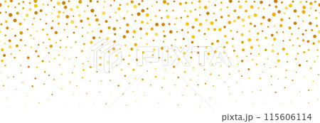 Gold falling confetti background. Repeated golden dotted glitter pattern. Yellow, orange and golden dots wallpaper. Celebration Christmas, New Year or birthday party repeating backdrop. Vector Gold falling confetti background. Repeated golden dotted glitter pattern. Yellow, orange and golden dots wallpaper. Celebration Christmas, New Year or birthday party repeating backdrop. Vector 115606114