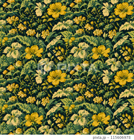 シームレス素材 繰り返し可能な黄色い花柄イラストテクスチャ-4 シームレス素材 繰り返し可能な黄色い花柄イラストテクスチャ-4 115606978