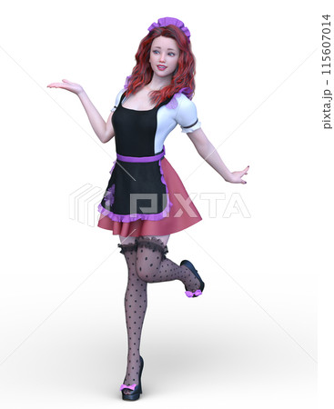 メイド服を着た女性 115607014