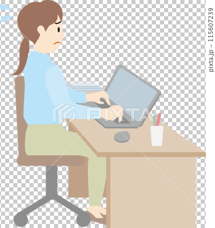 Illustration of a woman using a computer 115607239