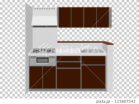 帶燃氣爐和水槽的家庭廚房 115607543