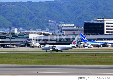 大阪国際空港　JAL　飛行機　着陸態勢　スカイパーク 115607778