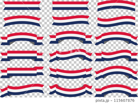 Illustration set of various ribbons in tricolor color scheme 115607876